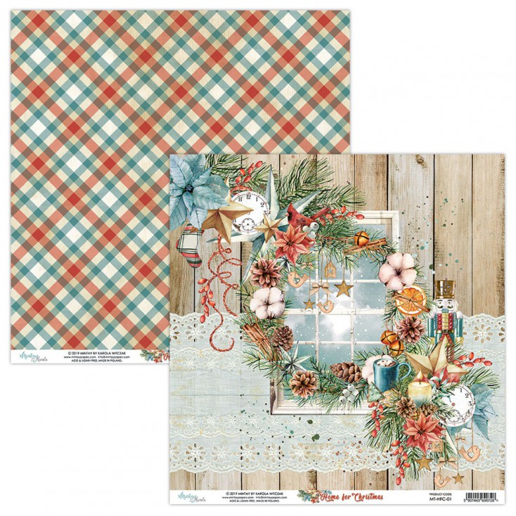 MT-HFC-01 Scrapbooking paper 30 x 30 cm - Home for Christmas- Mintay Papers