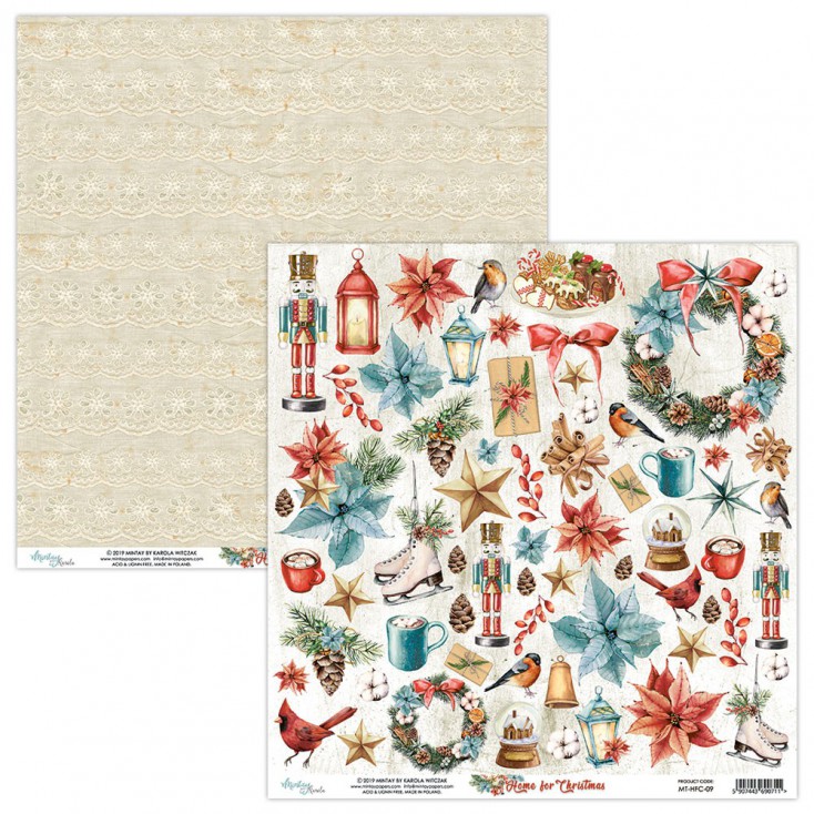 MT-HFC-09 Scrapbooking paper 30 x 30 cm - Home for Christmas- Mintay Papers