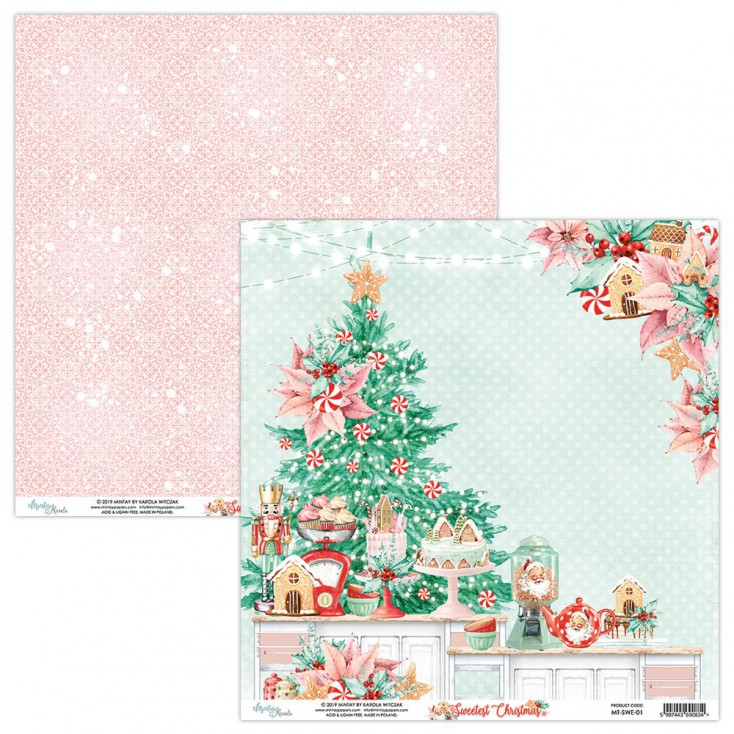 MT-SWE-01 Scrapbooking paper 30 x 30 cm -The Sweetest Christmas - Mintay Papers