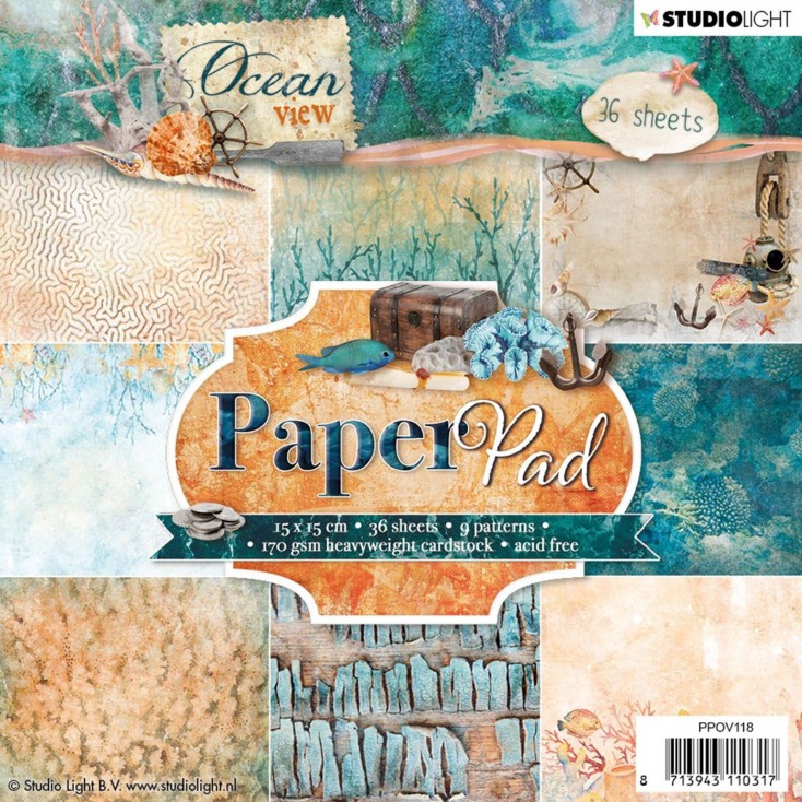 PPOV118 - Ocean View Paper Pad - 15x15cm - Studio Light
