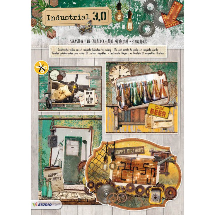 Industrial 3,0 - Scrapbooking Die cut block - A4 (21x29,9cm) - Studio Light - STANSBLOKIN75