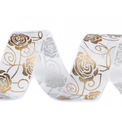 Monofilament ribbon with golden roses
