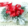 Red satin ribbon with snowflakes