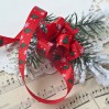 Red satin ribbon in Christmas trees