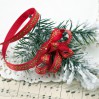 Red satin ribbon with holly