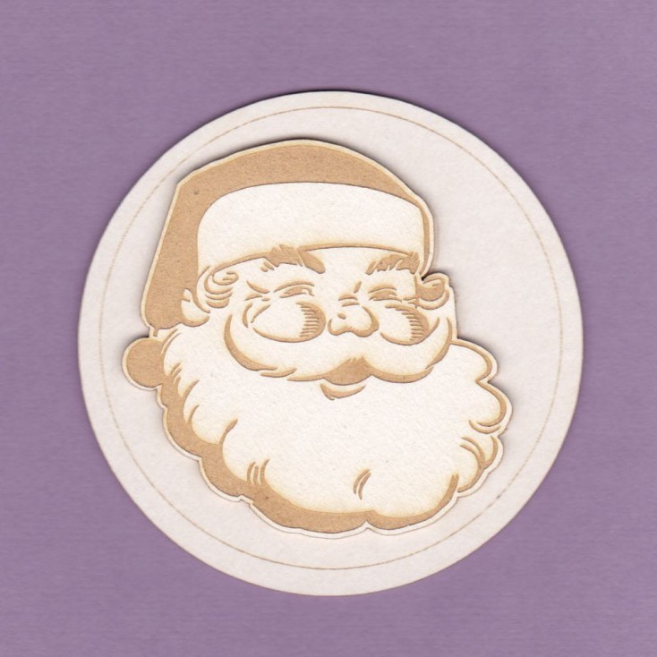 485k - laser cut, chipboard Santa Claus in a circle - 2 layers - Crafty Moly