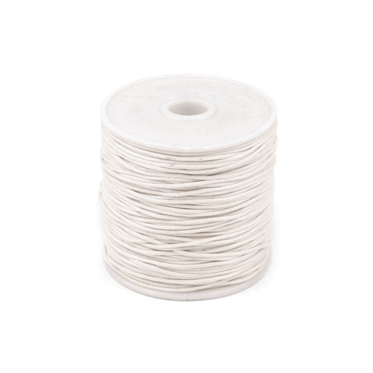 Cotton Waxed Cord - white - Ø1mm - one spool