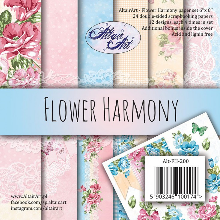 Bloczek papierów 15x15cm - Flower Harmony - Altair Art Alt-FH-200