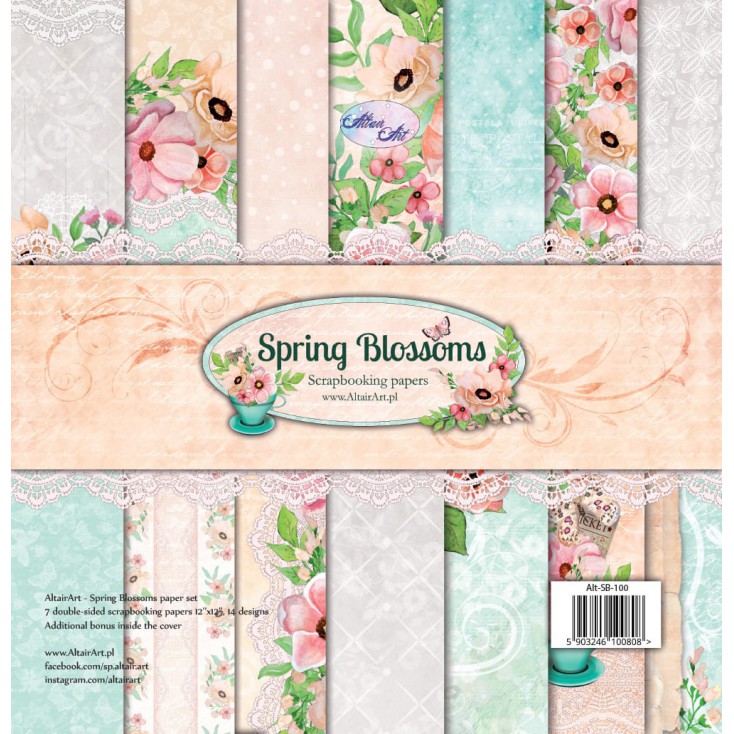 Scrapbooking paper set - Spring Blossoms - Altair Art Alt-SB-100