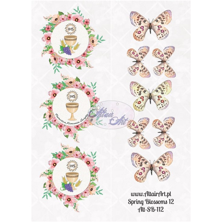 Paper stripe with elements to cut out - Spring Blossoms 12 - Altair Art Alt-SB112
