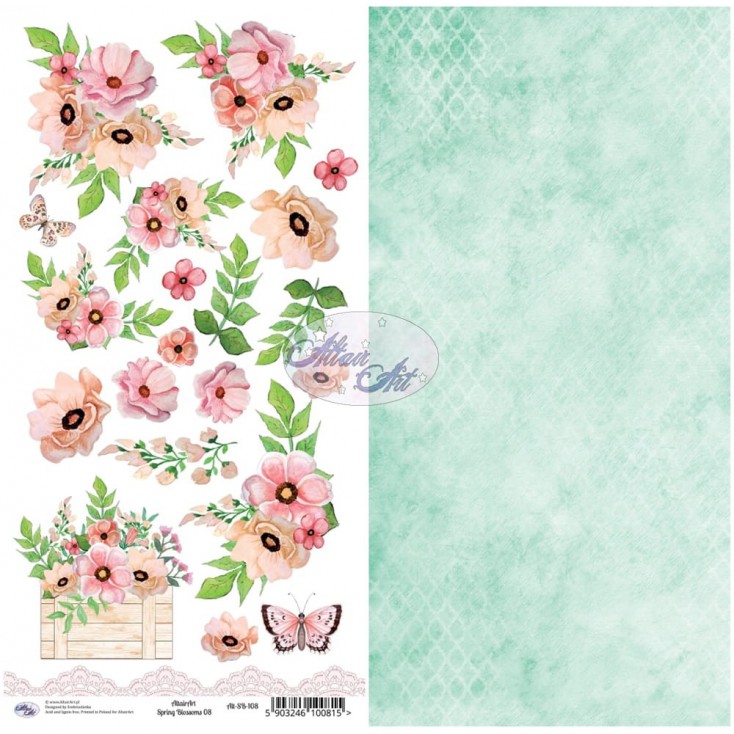 Scrapbooking paper 30x15cm - Spring Blossoms 08 - Altair Art Alt-SB-108