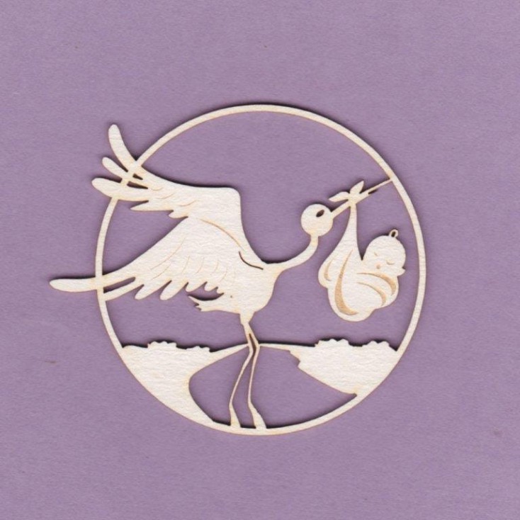 873 - laser cut, chipboard stork engraver Crafty Moly