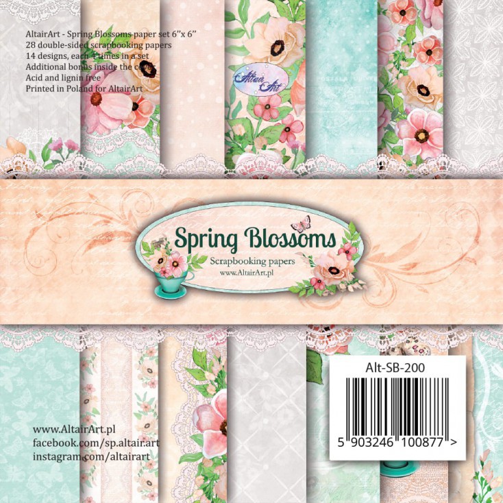 Bloczek papierów 15x15cm - Spring Blossoms - Altair Art Alt-SB-200