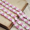 Decorative lace trim - white-pink - 1 meter