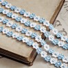 Decorative lace trim - white-blue - 1 meter