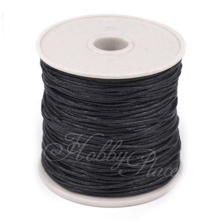Cotton Waxed Cord - Ø1mm - one spool - black