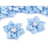 Satynowy kwiatek z serduszkiem - błękitny