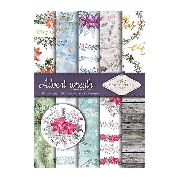 Set of scrapbooking papers - Advent wreath - ITD Collection - SCRAP020