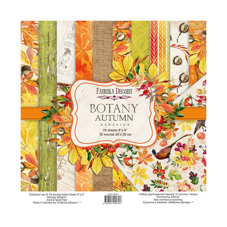 Zestaw papierów do tworzenia kartek i scrapbookingu 20 x 20cm - Fabrika Decoru - Botany Autumn redesign FDSP-02074
