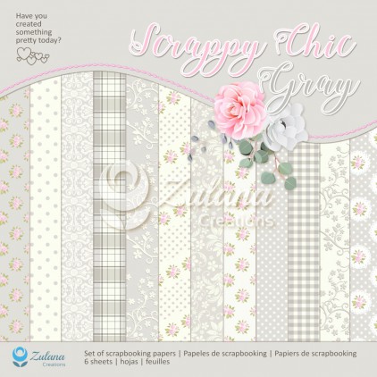 Set of scrapbooking papers - Zulana Creations - Scrappy Chic - Gray