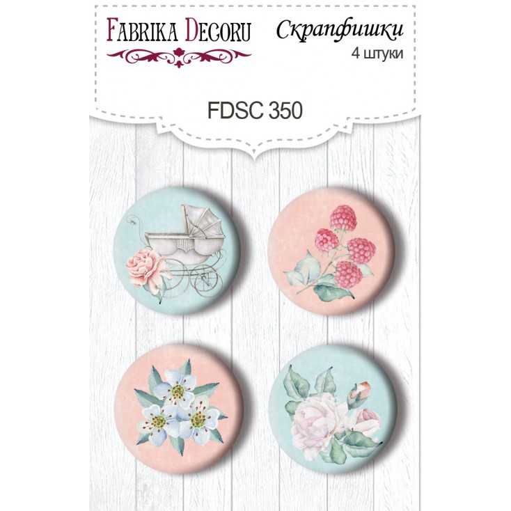 Selfadhesive buttons/badge - Fabrika Decoru - 350 - Shabby baby girl redesign