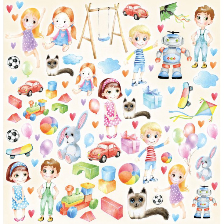 Joyful Kids - scrapbooking paper 30x30 cm - children's items- ScrapAndMe