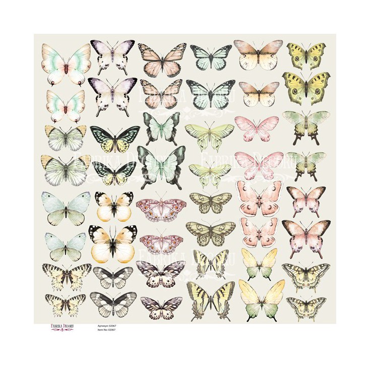 Scrapbooking paper -Fussy cuts elements - Butterflies - Fabrika Decoru