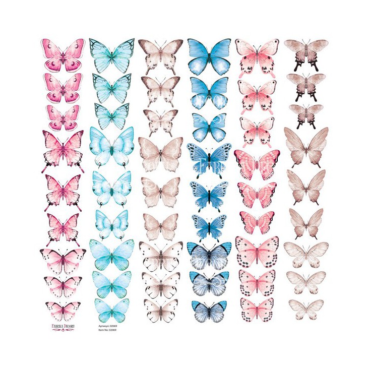 Scrapbooking paper -Fussy cuts elements - Butterflies 2 - Fabrika Decoru