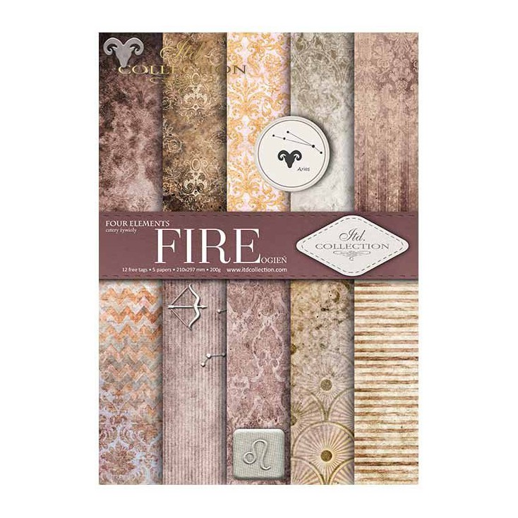 Set of scrapbooking papers, A4 size - Fire - ITD Collection SCRAP030