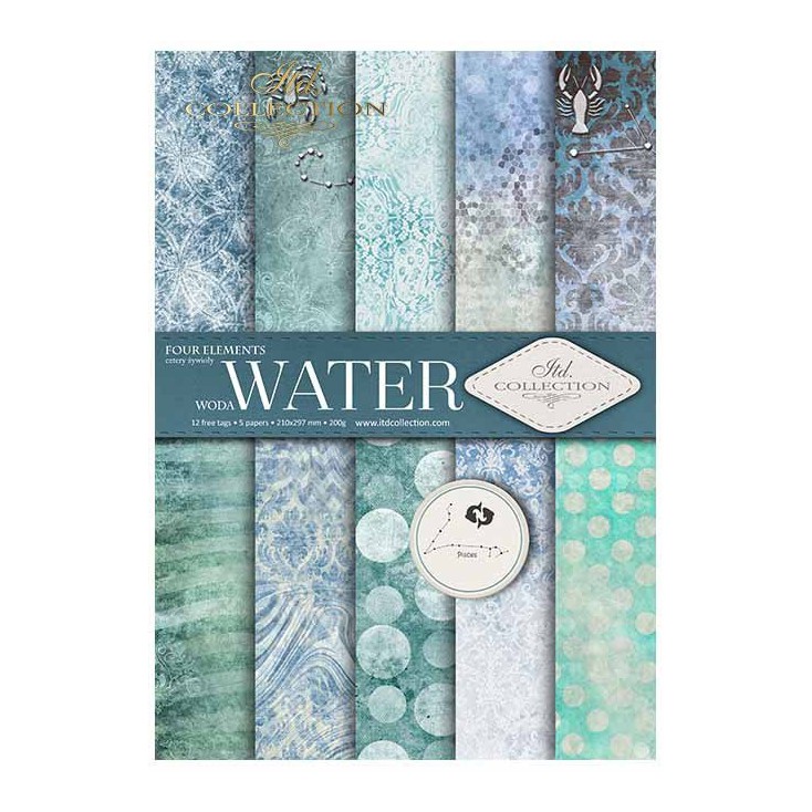 Set of scrapbooking papers, A4 size - Water - ITD Collection SCRAP028