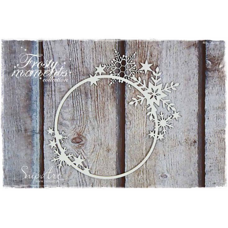 frame with snowflakes, circle - laser cut, chipboard - snipart frosty moments