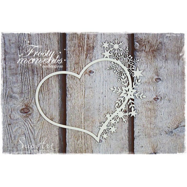 frame with snowflakes, heart - laser cut, chipboard - snipart frosty moments