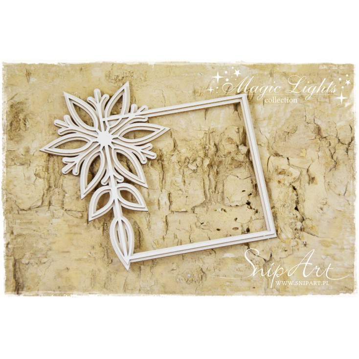 layered frame with snowflake - laser cut, chipboard - snipart magic lights