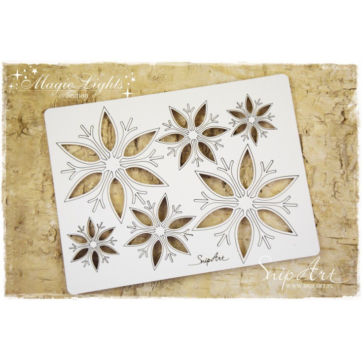 snowflakes 6 pcs.- laser cut, chipboard - snipart magic lights