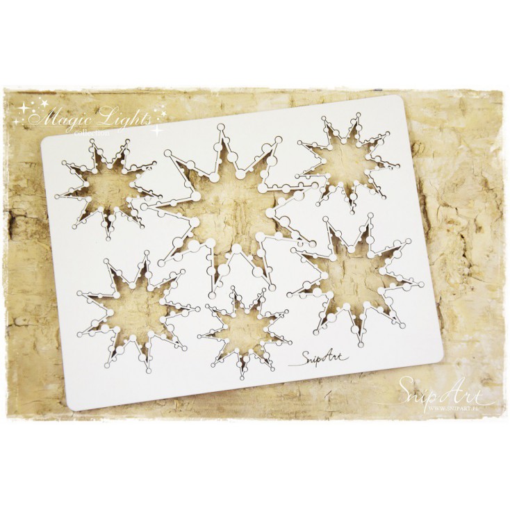 stars with lights 6 pcs. - laser cut, chipboard - snipart magic lights