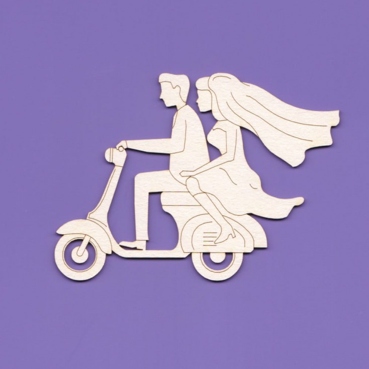 couple on a scooter - laser cut, chipboard - Crafty Moly 1017