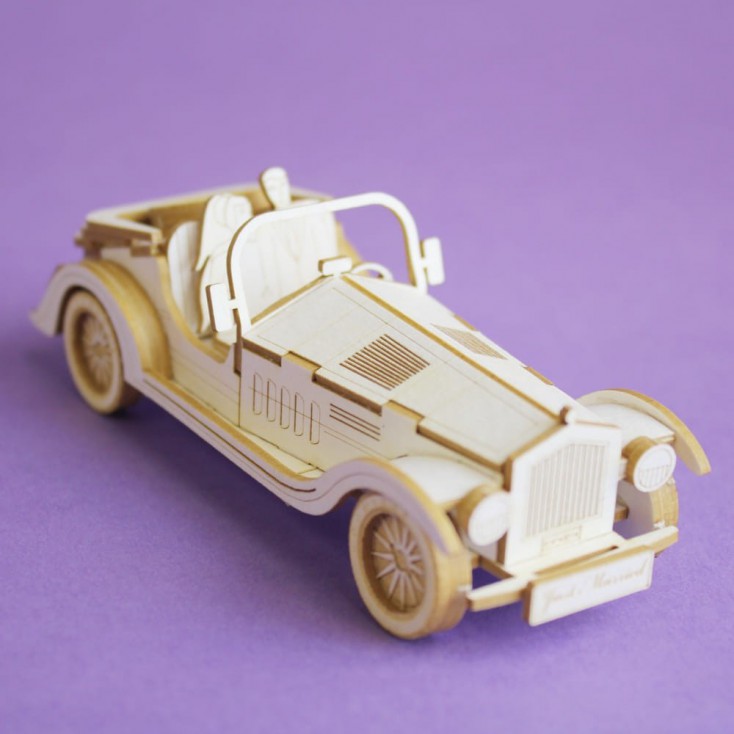 retro wedding car 3D laser cut, chipboard - Crafty Moly 1402