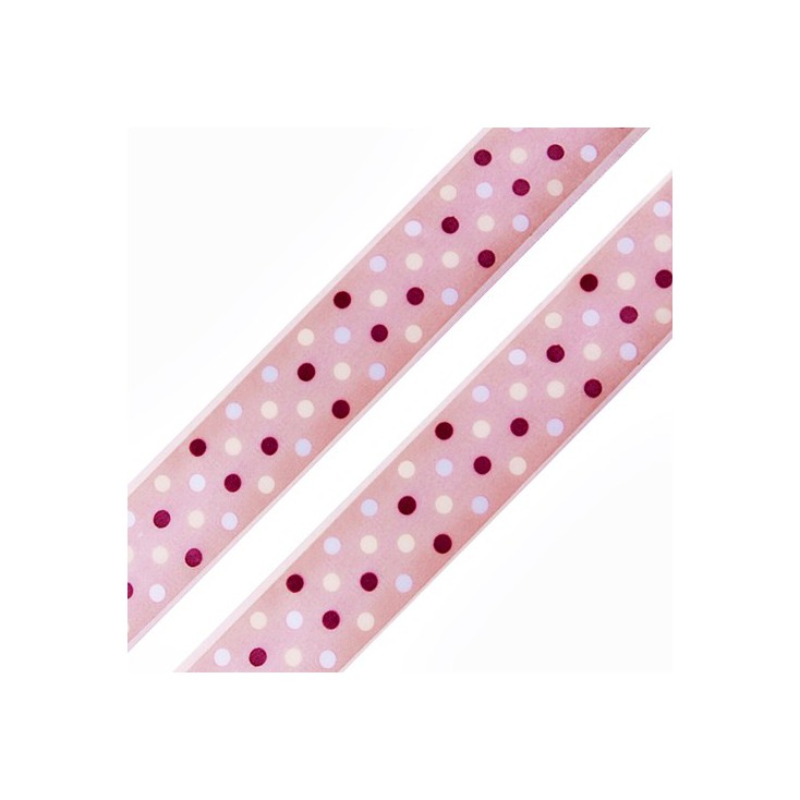 pink dotted ribbon - 1m satin ribbon