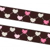 dark brown ribbon colorful hearts - grosgrain ribbon 1m