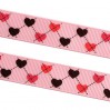 pink ribbon colorful hearts - grosgrain ribbon 1m