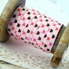 narrow pink ribbon colorful hearts - grosgrain ribbon 1m