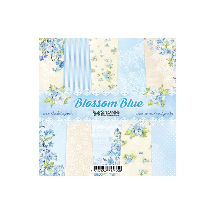 Blossom Blue, mały bloczek - Papiery do scrapbookingu 15x15cm - Zestaw - ScrapAndMe