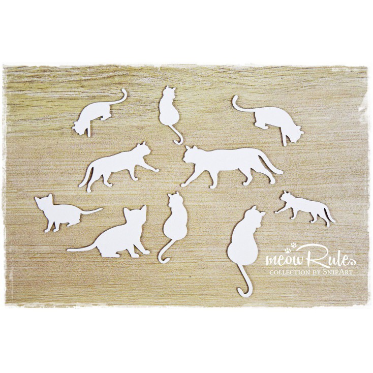 cats set - laser cut, chipboard - snipart Meow Rules