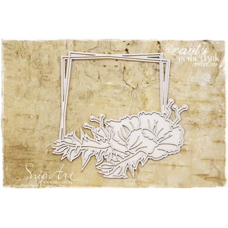 layered rectangle frame with flower - laser cut, chipboard - snipart Beauty in the Dark