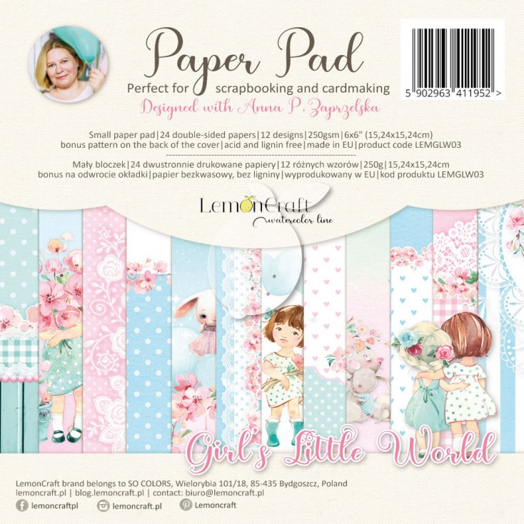 Girl's Little World - Pad scrapbooking papers 15x15cm - Lemoncraft - LEMGLW09
