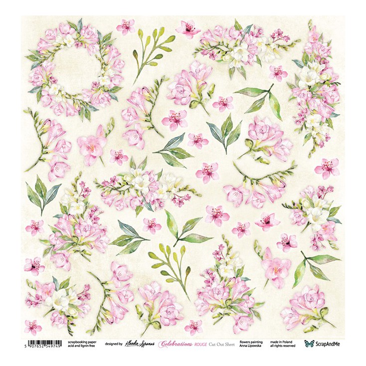 Celebrations Rouge Flowers - Papier do scrapbookingu 30x30 cm - Kwiaty do wycinania - ScrapAndMe