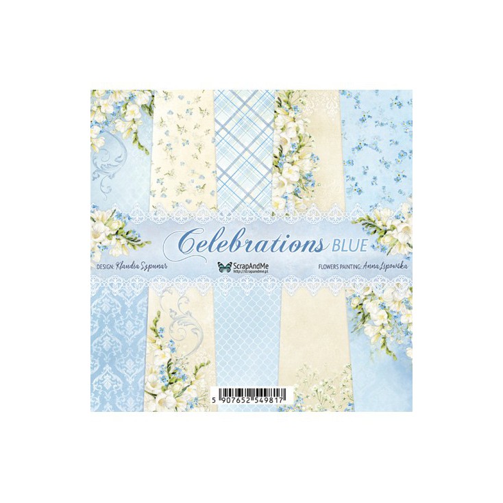 Celebrations Blue, small paper pad - Sets of scrapbooking papers 15x15cm - ScrapAndMe
