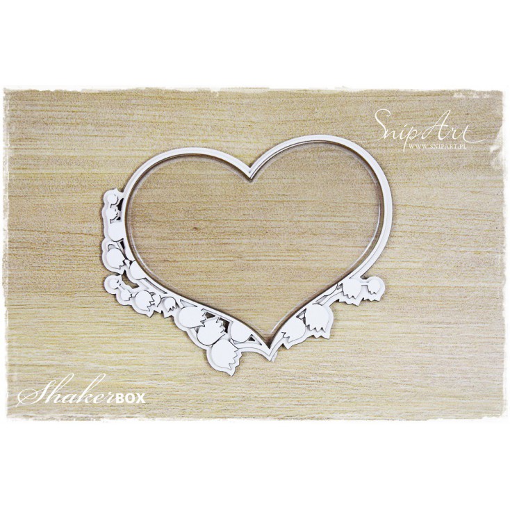heart big with lily of the valley shaker box with glass 3D - laser cut, chipboard - snipart frosty moments
