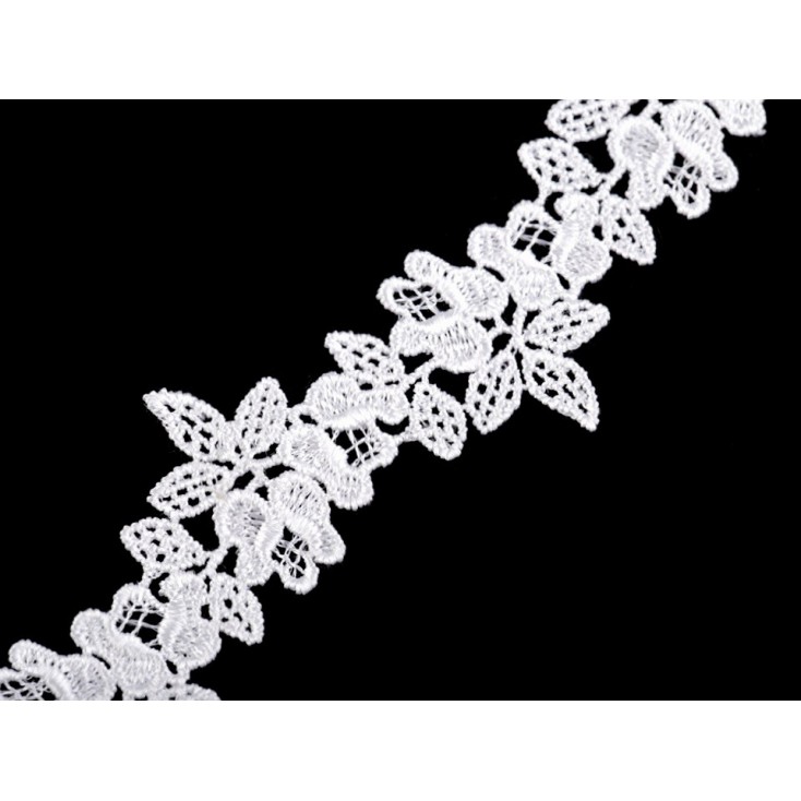 Guipure lace flowers - widh 3,4 cm - white - 1 meter