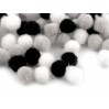 Black, gray and white pompoms -1 cm